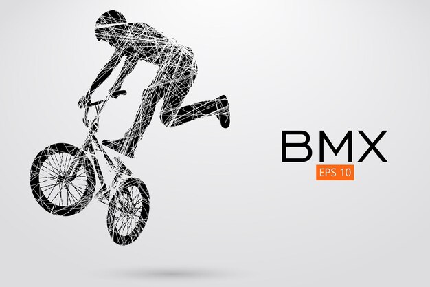 Silueta, de, un, ciclista de bmx