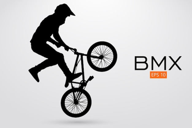 Silueta, de, un, ciclista de bmx