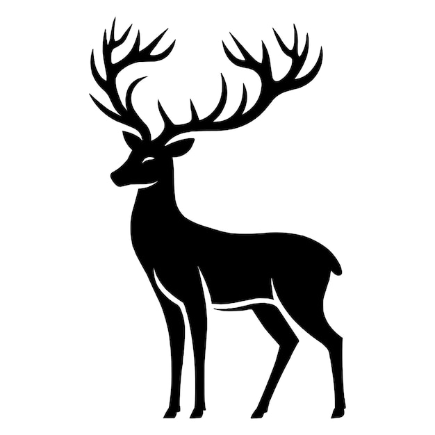 Silueta de ciervo aislada sobre fondo blanco Ícono de forma vectorial de ciervo mínimo