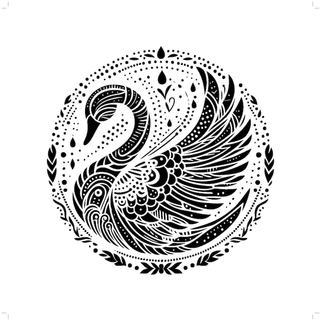 Silueta de cisne en la ilustración de la naturaleza bohemia