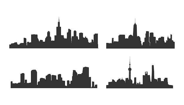 Silueta de la ciudad Siluetas del horizonte de la ciudad Vector de la ciudad