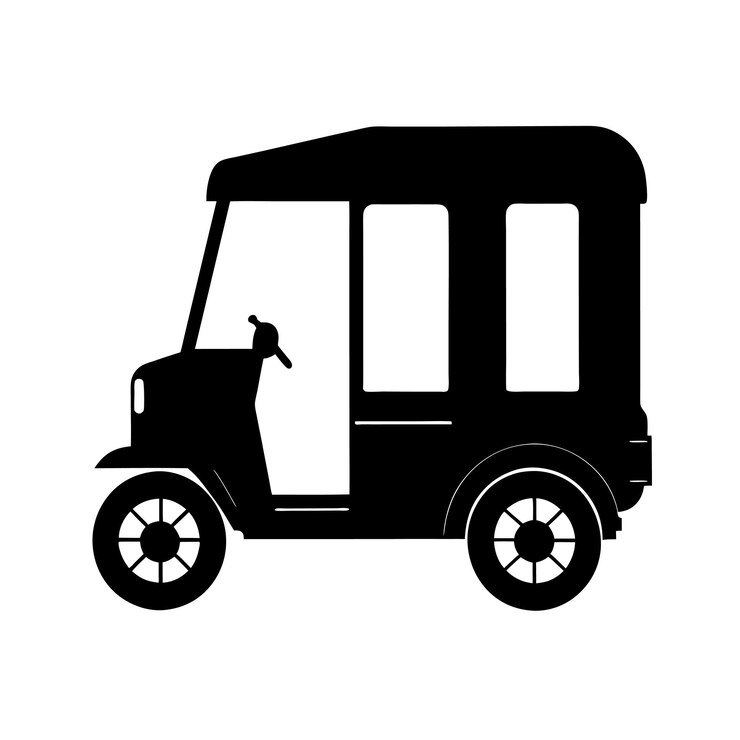 Silueta de un clásico rickshaw de pasajeros