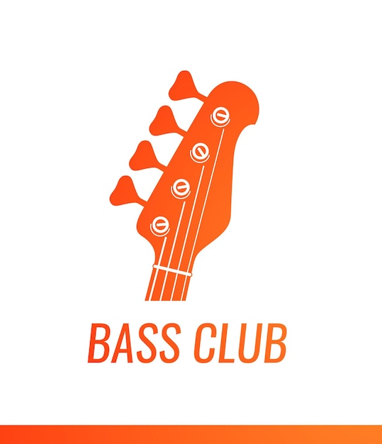 Silueta de clavijero de guitarra eléctrica naranja vector logo de music shop o club aislado sobre fondo blanco