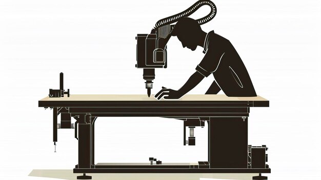 Silueta CNC aislada sobre un fondo blanco