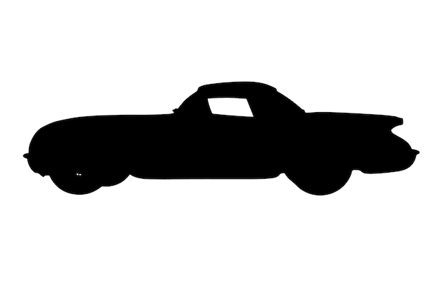 Silueta de coche deportivo antiguo en vector de fondo blanco