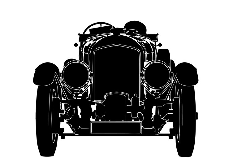 Vector silueta de coche deportivo antiguo en vector de fondo blanco