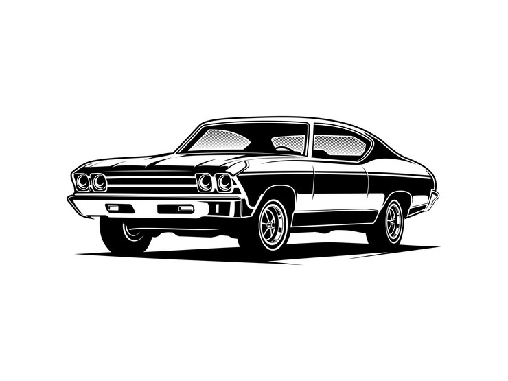silueta coche o blanco y negro