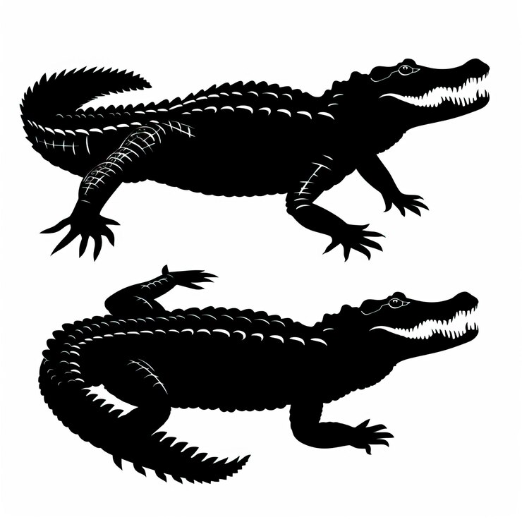 Vector silueta de cocodrilo aislada en fondo blanco