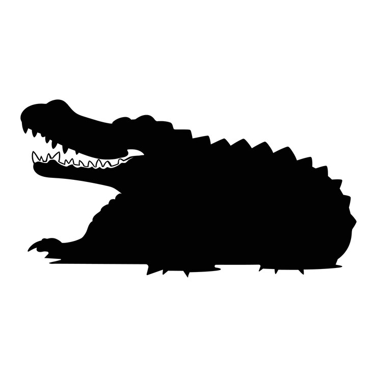 Vector silueta de cocodrilo animal aislado de silueta de cocódrilo de américa del norte ilustración vectorial