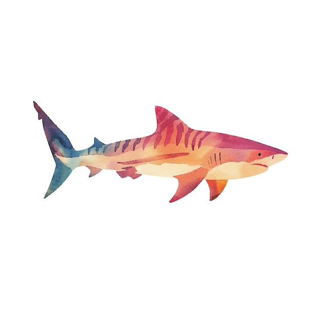 silueta de color abstracta del tiburón tigre ilustración vectorial en estilo acuarela