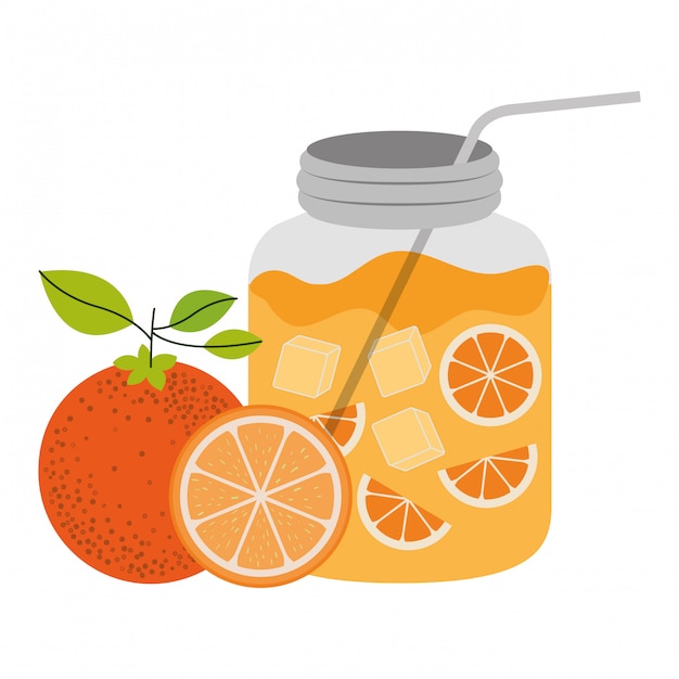 Silueta de color de la botella con refrescante bebida ilustración vectorial de naranja