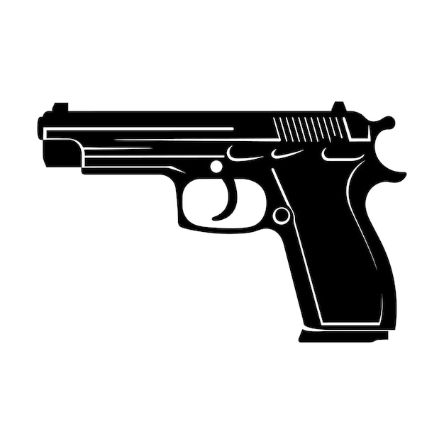 Una silueta de color negro vectorial de pistola