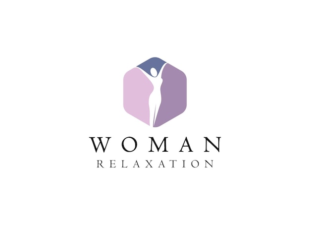 Silueta colorida Mujer Bienestar Éxito Empoderado y Diseño de logotipo de salud