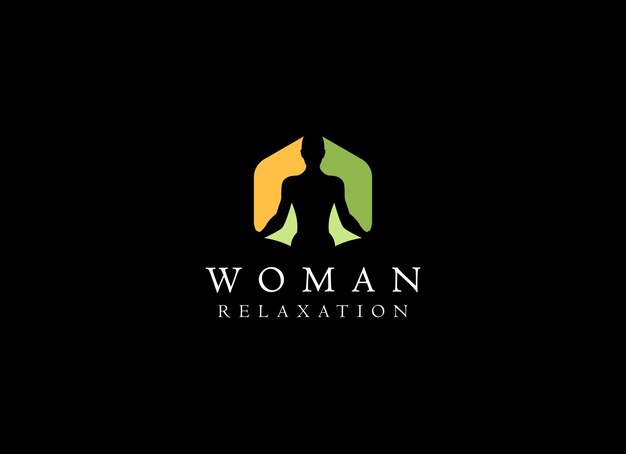 Silueta colorida Mujer Bienestar Éxito Empoderado y Diseño de logotipo de salud