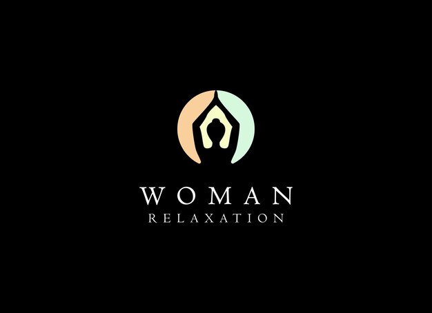 Silueta colorida Mujer Bienestar Éxito Empoderado y Diseño de logotipo de salud