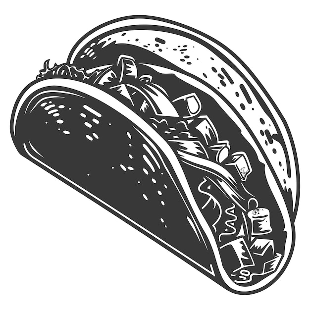 Vector silueta de comida de taco sólo color negro