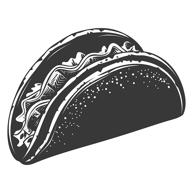 Vector silueta de comida de taco sólo color negro