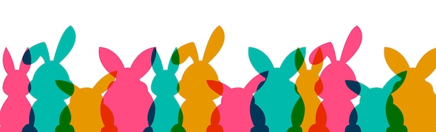 Silueta de conejito de pascua banner de pascua feliz tarjeta de felicitación diseño de pascua de moda ilustración vectorial