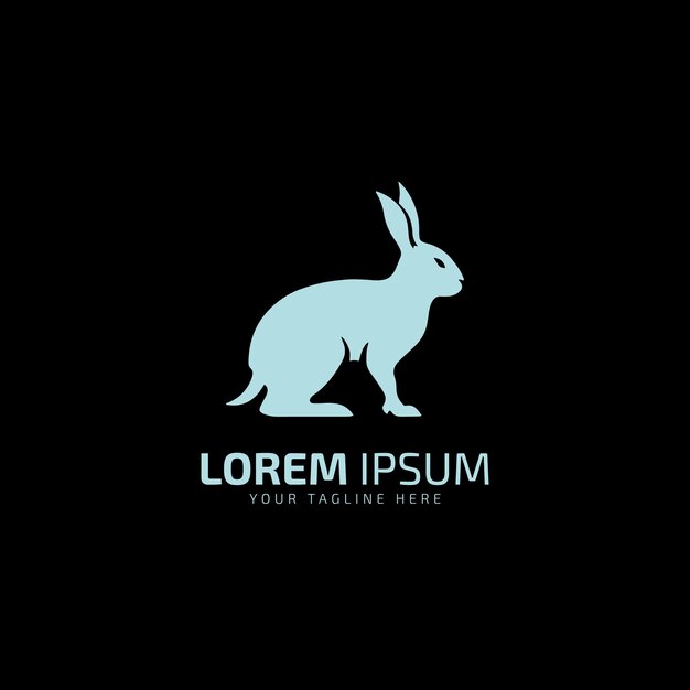 Silueta de conejitos de pascua logo conejo logo vector icono silueta aislada sobre fondo negro