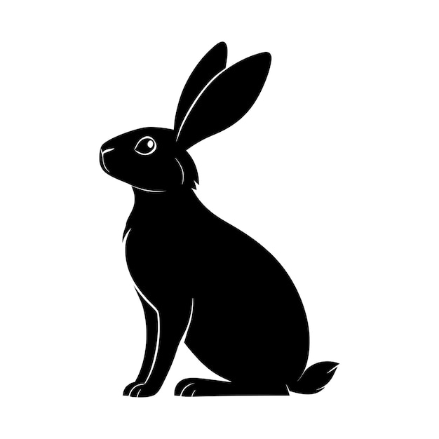 Silueta de un conejo sentado con orejas largas