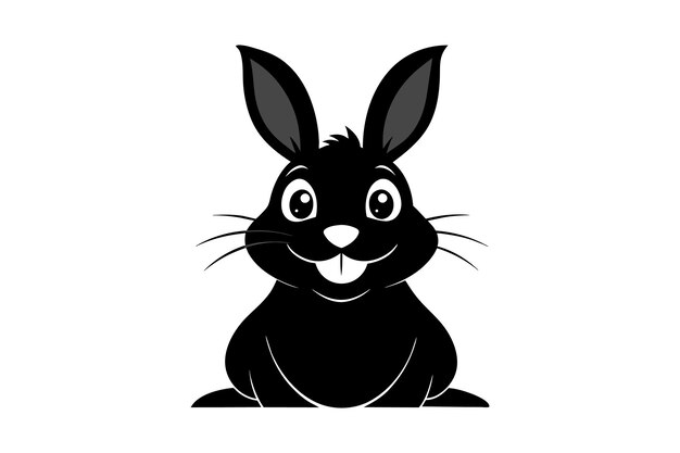 silueta de conejo sonriente ilustración de arte vectorial de color negro