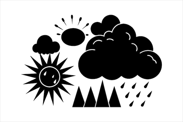 Silueta del conjunto de iconos de elementos meteorológicos