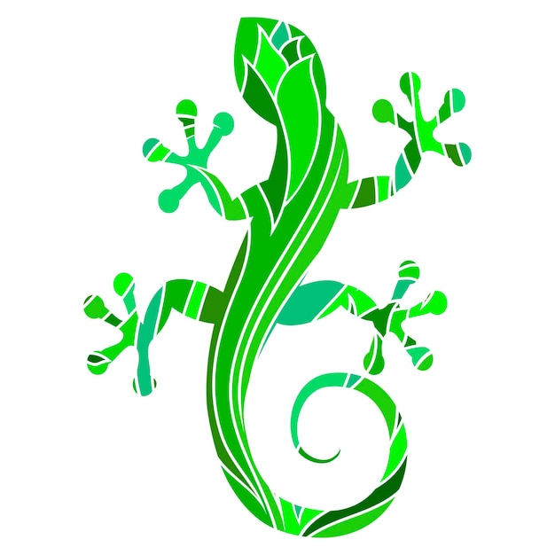Silueta contigua única de lagarto verde