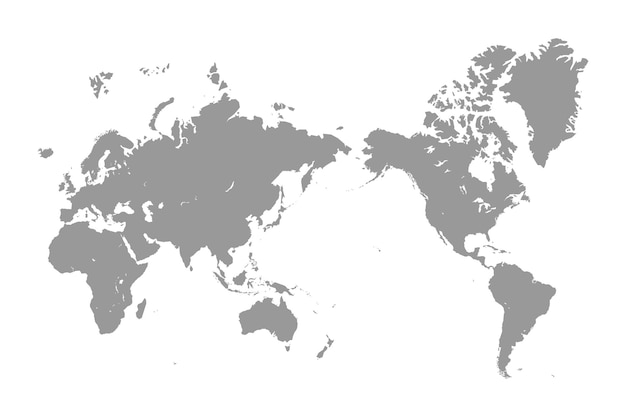 Vector silueta del contorno del mapa del mundo asia en el centro