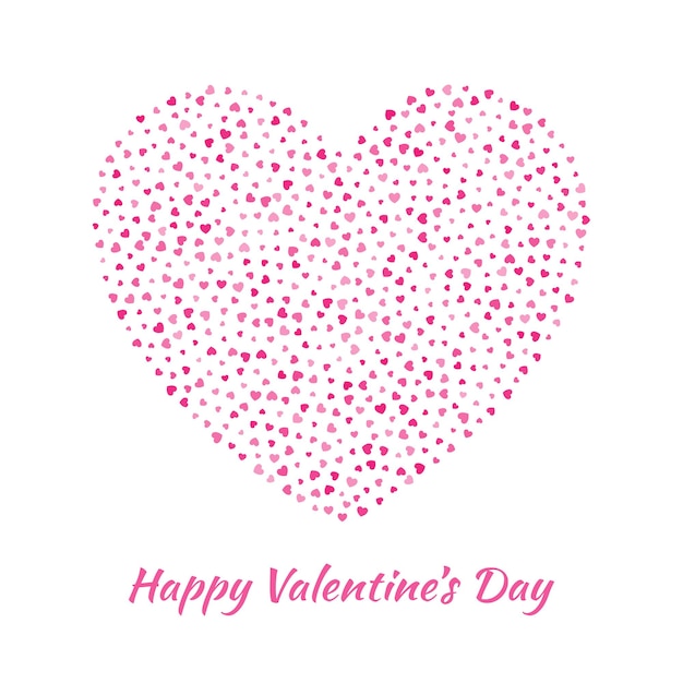 Silueta de corazón de amor de suaves corazones rosados voladores sobre fondo blanco Tarjeta del Día de San Valentín Vector