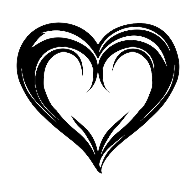 Vector la silueta del corazón es el símbolo del amor, sólo de color negro.