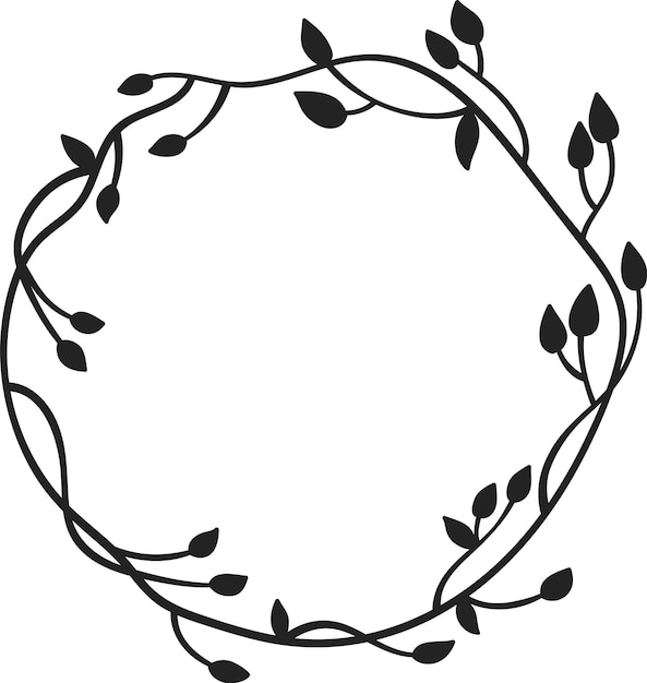 La silueta de la corona en marco de círculo floral