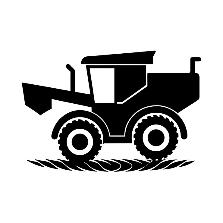 La silueta de la cosechadora combinada negra para la agricultura y la agricultura