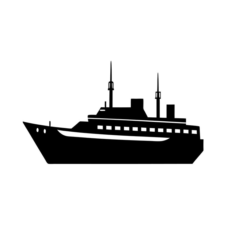 Silueta de un crucero en el océano