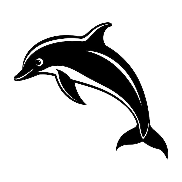 Una silueta de delfín en blanco y negro con un clip art vectorial del logotipo