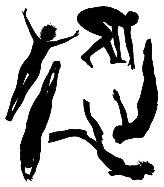 silueta de deporte de buceo y natación