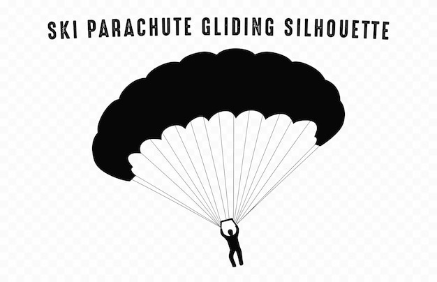 Vector silueta de deslizamiento en paracaídas de esquí parapente de paracaídas vector negro aislado sobre un fondo blanco