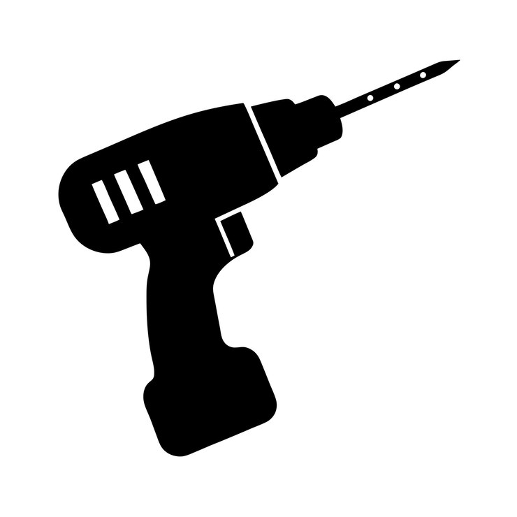 Silueta de destornillador diseño minimalista icono en blanco y negro