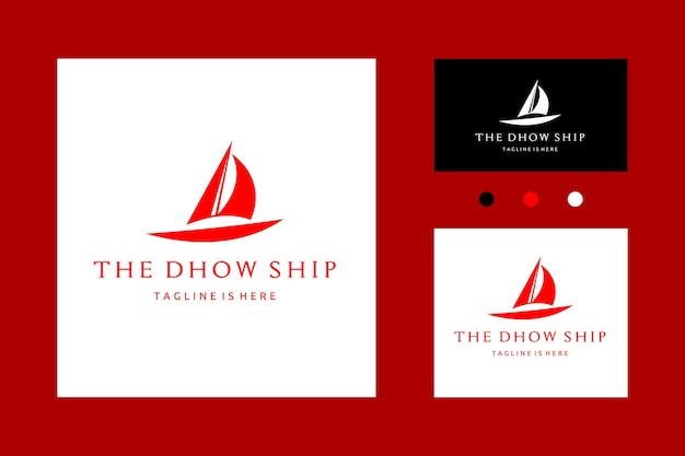 Silueta de Dhow Ship Icon Logo Vector Design Velero tradicional de Asia y África