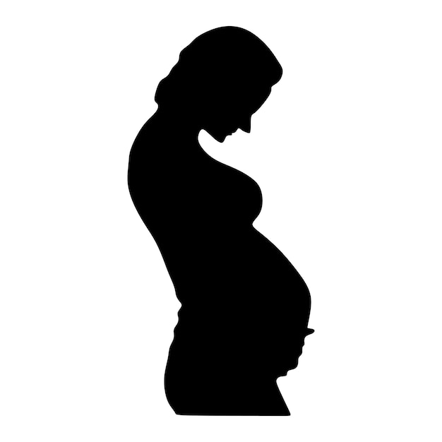 silueta en el dibujo artístico de la madre embarazada ilustración vectorial