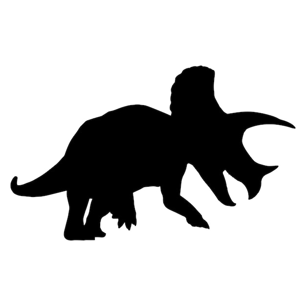 Vector silueta de dinosaurio negro aislado con fondo blanco