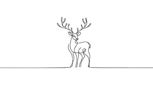 Una silueta de diseño de línea continua de ciervo dibujada a mano en estilo minimalismo Ilustración vectorial