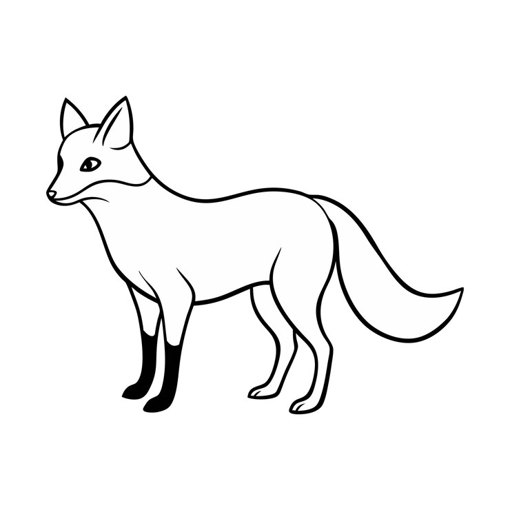 Vector una silueta de diseño de línea continua de zorro dibujada a mano en estilo minimalismo ilustración vectorial