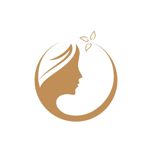 Silueta de diseño de logotipo de belleza de cara de mujer