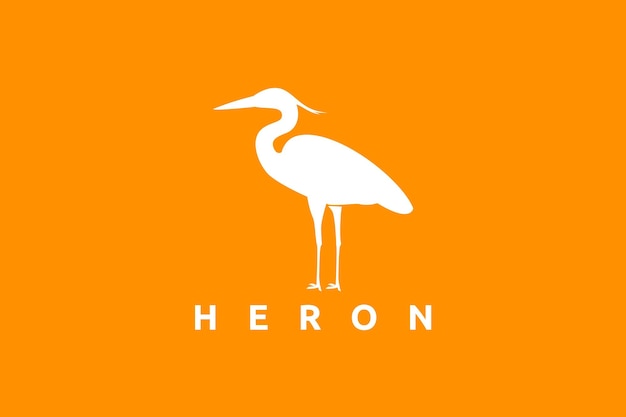 silueta del diseño del logotipo de la grúa garza garza de pie