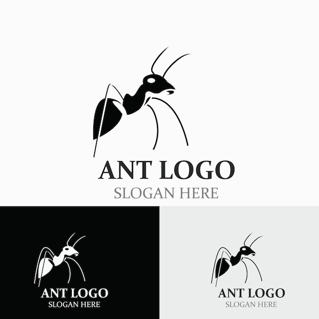 Silueta de diseño de logotipo de hormiga hormigas animales aisladas en el vector de plantilla de diseño de fondo