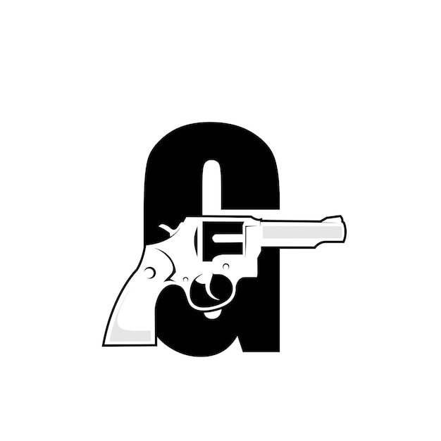 Silueta de diseño de logotipo de letra g de pistola