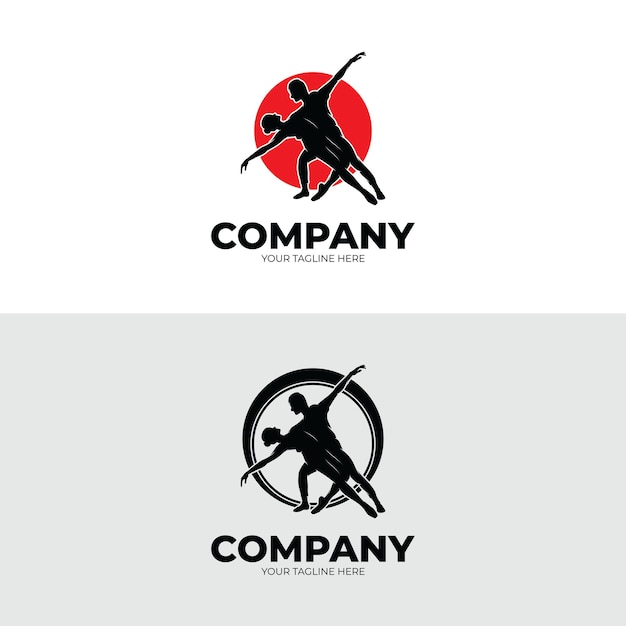 Silueta de diseño de logotipo de pareja de baile
