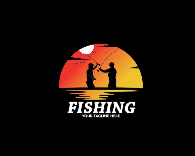 Silueta del diseño del logotipo de la pesca marítima