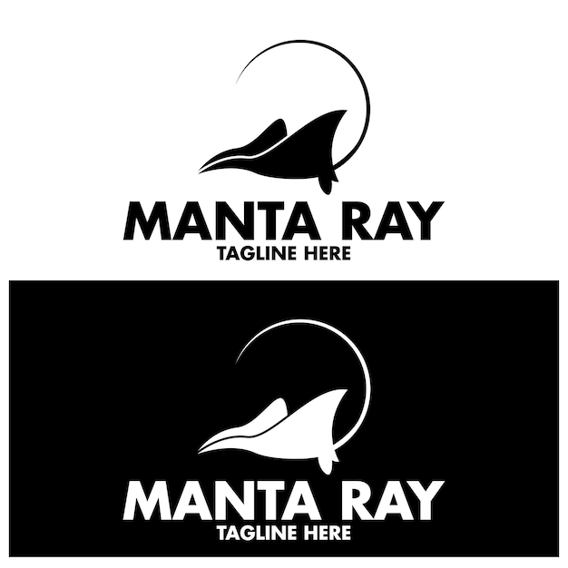 Silueta del diseño del logotipo tropical black manta ray fish sea life