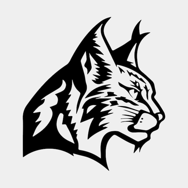 Silueta de diseño de logotipo de vector de cabeza de lince salvaje